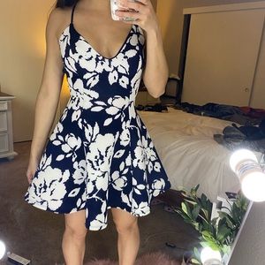 Navy blue floral dress